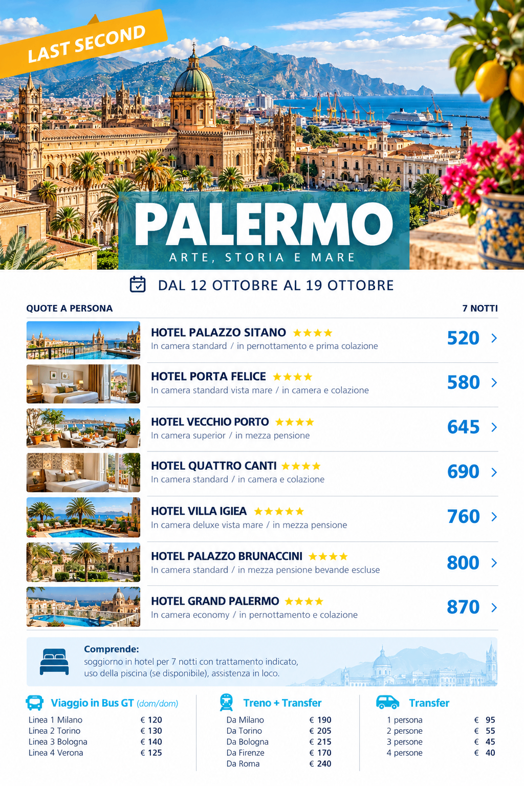 offerta viaggio palermo  arte storia e mare